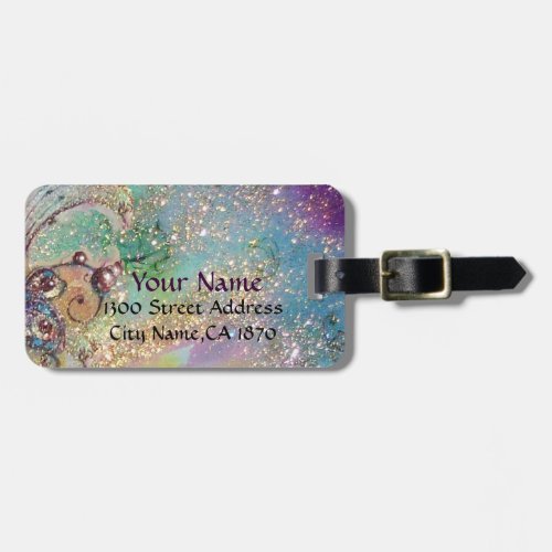 MAGIC BUTTERFLY IN GOLD SPARKLES LUGGAGE TAG