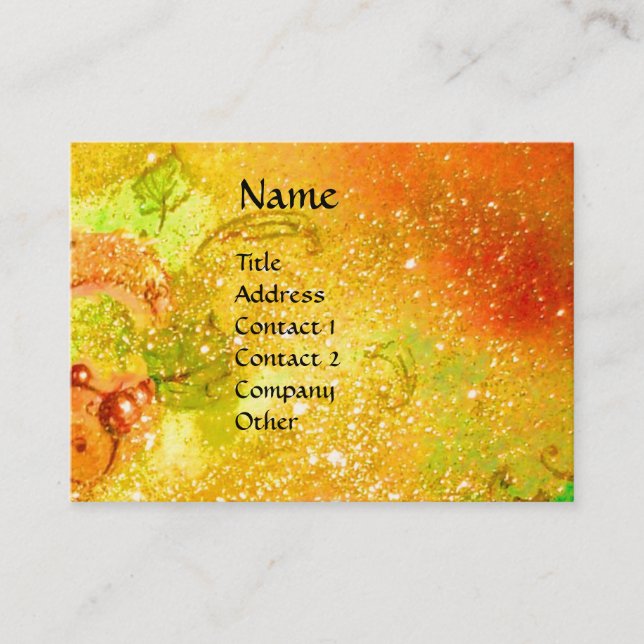 MAGIC BUTTERFLY IN GOLD YELLOW SPARKLES BUSINESS CARD (Front)