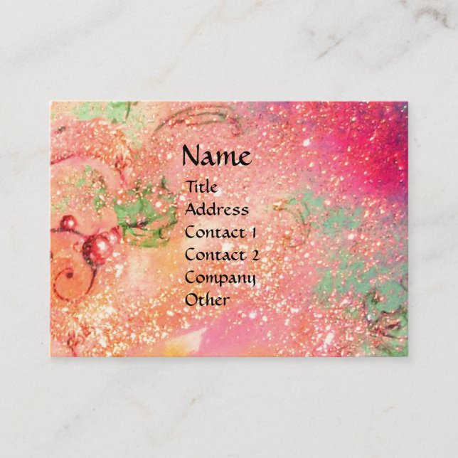 MAGIC BUTTERFLY pink ,fuchsia yellow gold sparkles Business Card (Front)