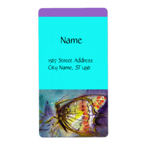 MAGIC BUTTERFLY Purple Aqua Blue Turquoise Label