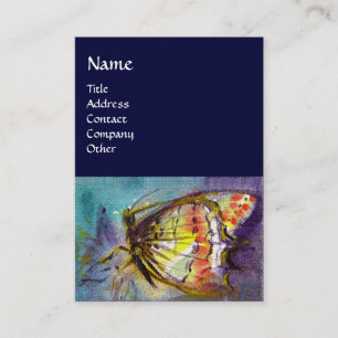 MAGIC BUTTERFLY ,Yellow, Blue ,Linen Paper Business Card
