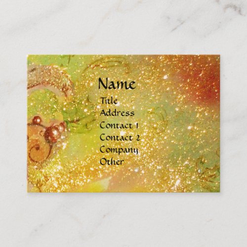 MAGIC BUTTERFLY  yellow brown greengold sparkles Business Card