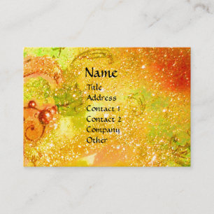 MAGIC BUTTERFLY yellow, brown,green,gold sparkles Business Card