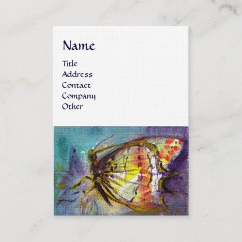 MAGIC BUTTERFLY Yellow White Linen Paper Business Card