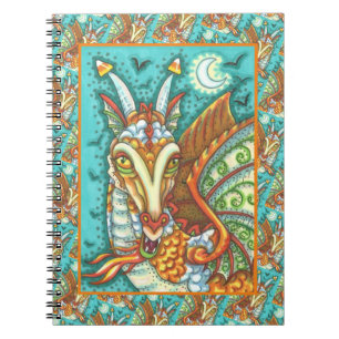 MAGIC CANDY CORN DRAGON, HALLOWEEN FANTASY BEAST NOTEBOOK