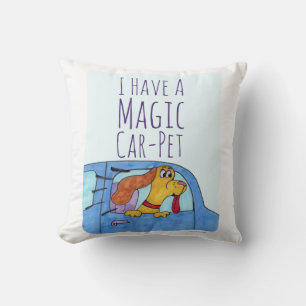 Magic Car Pet Funny Cartoon Style Art Throw Pillow