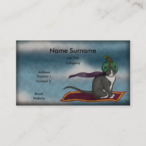 Customizable Magic Carpet Cat, business card template