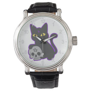 Magic cat with ghotic skull - Choose back color Watch