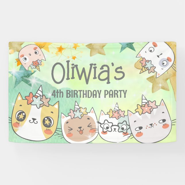 Magic caticorn birthday Banner (Horizontal)