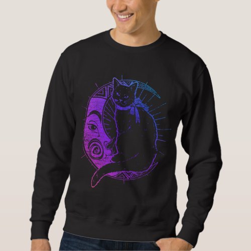 Magic Celestial Body Cat Occult Animal Witch Mysti Sweatshirt