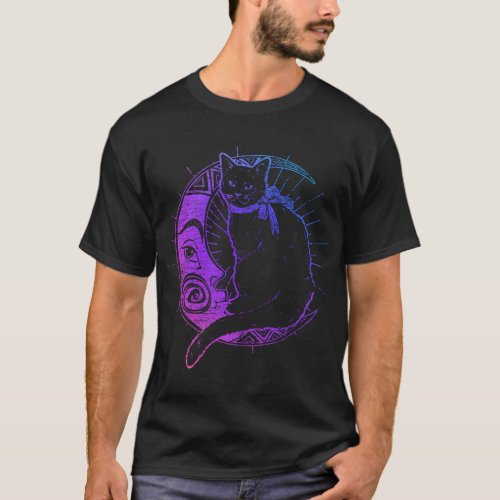 Magic Celestial Body Cat Occult Animal Witch Mysti T_Shirt