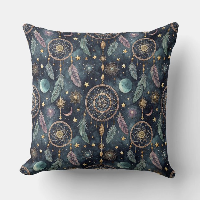 Magic Celestial Dreamcatcher Starry Night Pattern Throw Pillow (Front)