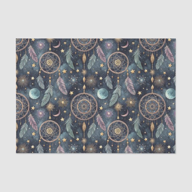 Magic Celestial Dreamcatcher Starry Night Pattern Tissue Paper (Front)