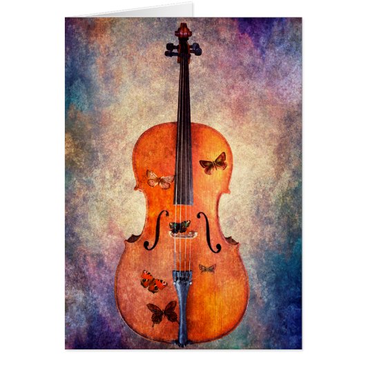 Magic cello with butterflies cards (Front)