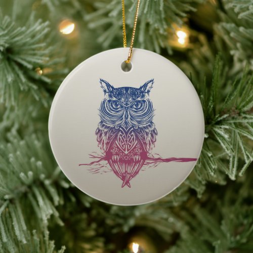 Magic Celtic owl Ceramic Ornament