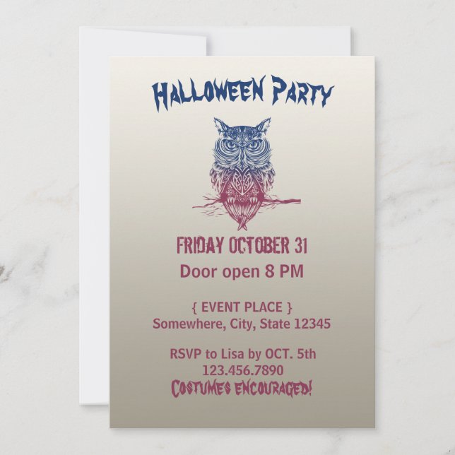 Magic Celtic owl                                   Invitation (Front)