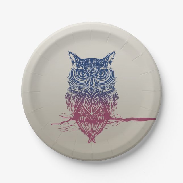 Magic Celtic owl Paper Plates (Front)