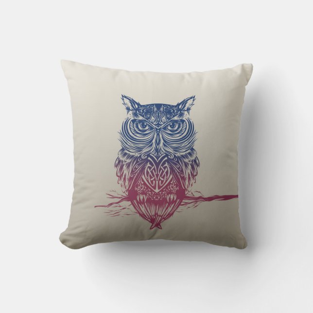 Magic Celtic owl Throw Pillow (Front)