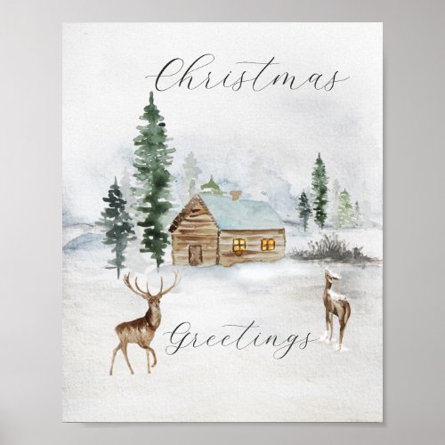 Magic Christmas Forest Deers   Poster