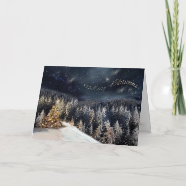 Magic Christmas Forest Holiday Card (Front)