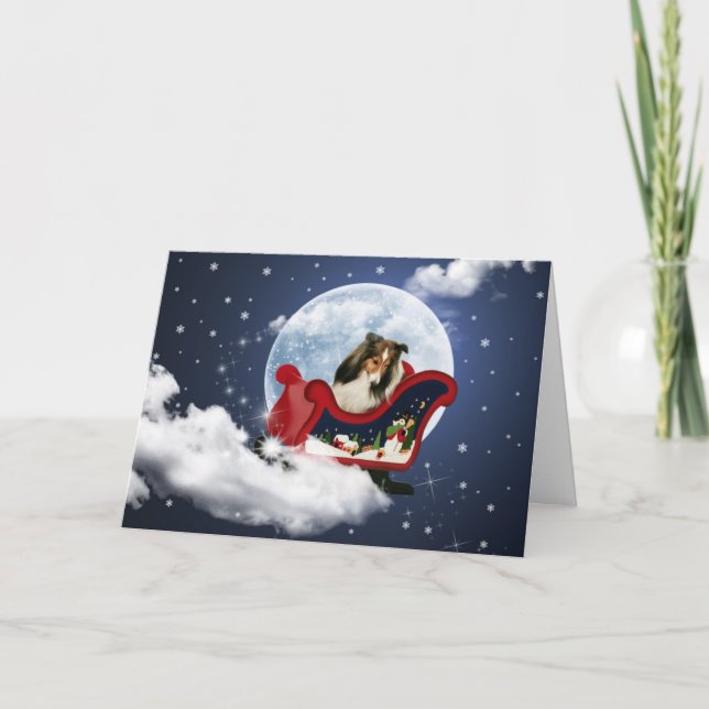 Magic Christmas Sheltie Holiday Card (Front)