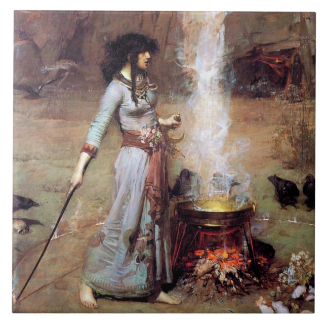 Magic Circle, John William Waterhouse Ceramic Tile (Front)