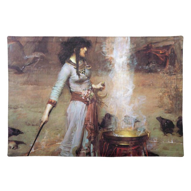 Magic Circle, John William Waterhouse Cloth Placemat (Front)