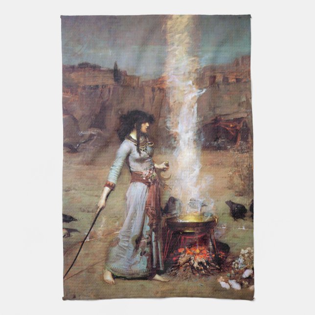 Magic Circle, John William Waterhouse Kitchen Towel (Vertical)