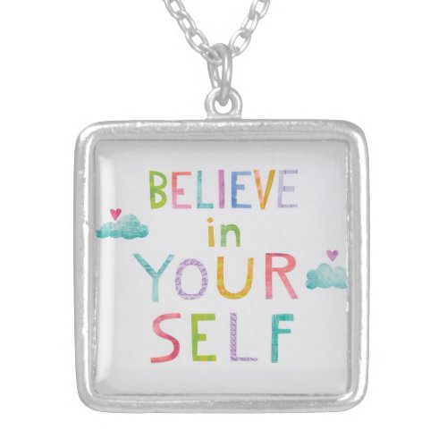 Magic Clouds Believe in Yourself Silver Plated Necklace