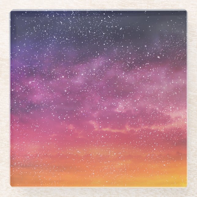 Magic Color: Enchanting Sky Background. Glass Coaster (Front)