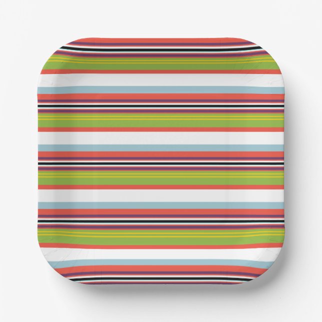 Magic colorful stripes paper plates (Front)