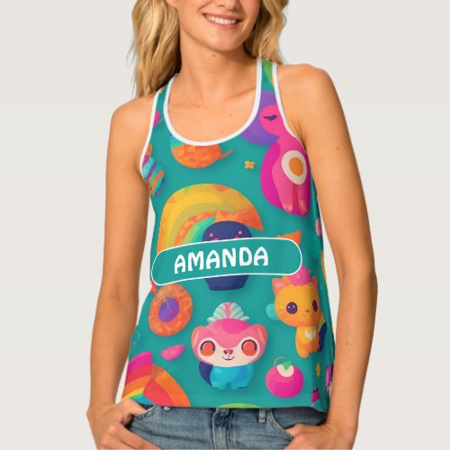 Magic Creatures Rainbow Colorful Pattern Tank Top