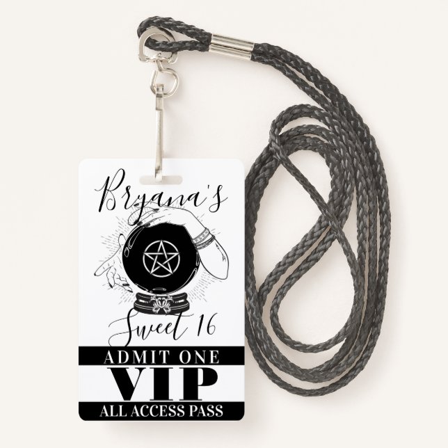 Magic Crystal Ball Fortune Teller Party VIP Pass Badge (Front with Lanyard)