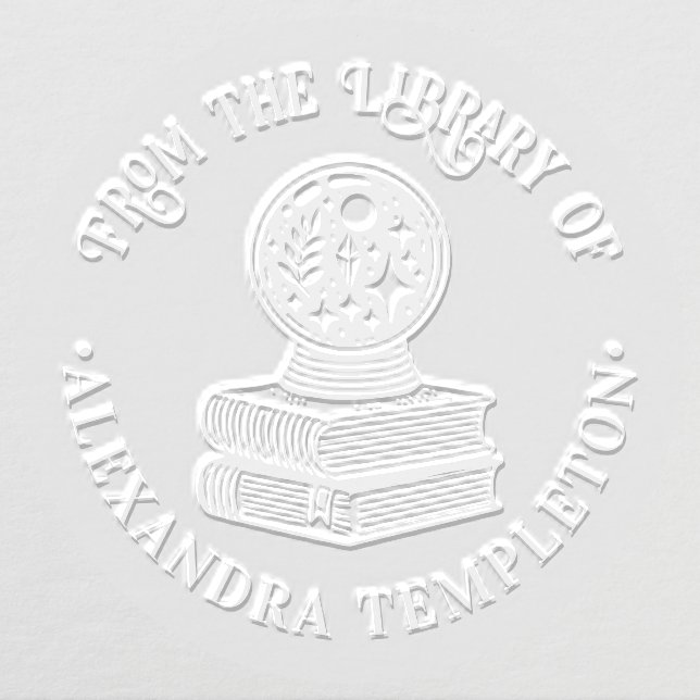 Magic Crystal Ball on Books Library Name Embosser (Design)