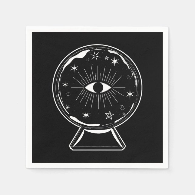Magic Crystal Ball Scry Seeing Eye Tells All Napkins (Front)