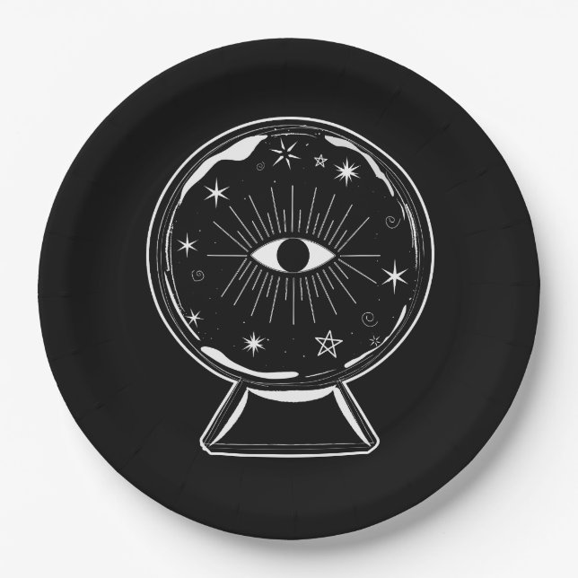 Magic Crystal Ball Scry Seeing Eye Tells All Paper Plates (Front)