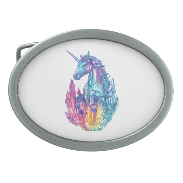 Magic Crystal Cave Unicorn (1) Belt Buckle (Front)
