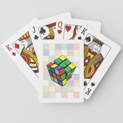 magic cube with color pattern playing cards