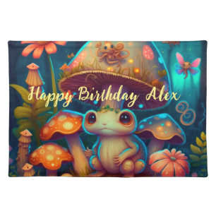 Magic cute frog mushroom cloth placemat