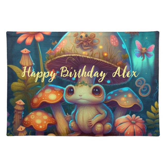 Magic cute frog mushroom cloth placemat (Front)