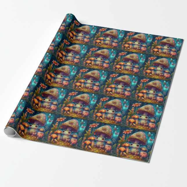 Magic cute frog mushroom  wrapping paper (Unrolled)