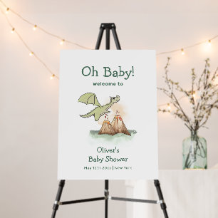 Magic Dragon Mountain Baby Shower Welcome Sign