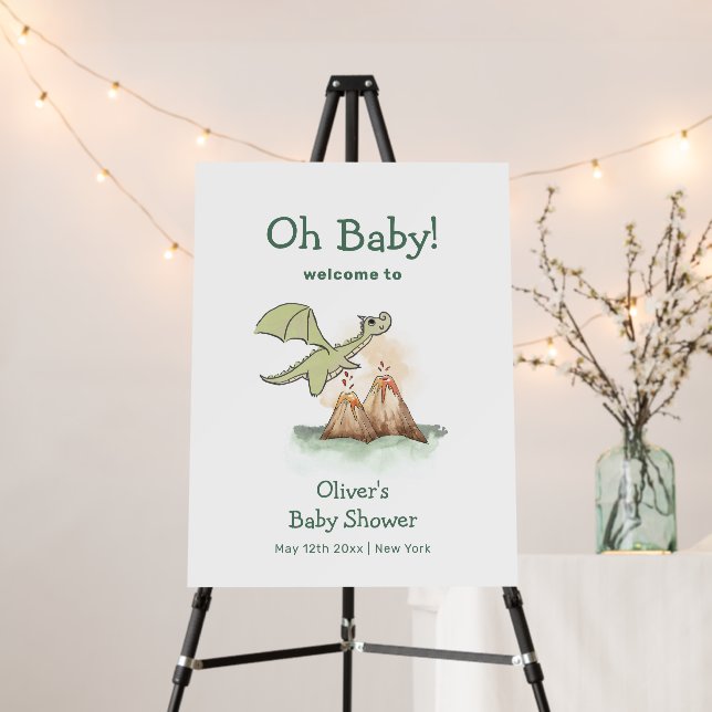 Magic Dragon Mountain Baby Shower Welcome Sign  (In Situ (Stand))