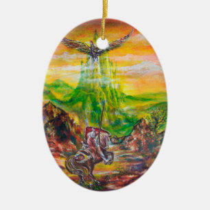 MAGIC DUEL BETWEEN BRADAMANT AND NEGROMANCER CERAMIC ORNAMENT