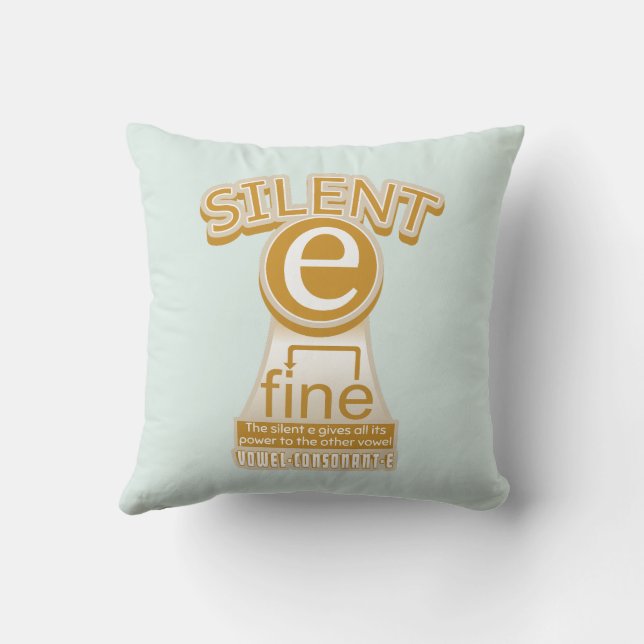 Magic e rule PHONICS learning English Throw Pillow (Back)
