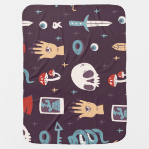 Magic elements: skull, tarot seamless baby blanket
