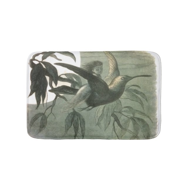 Magic Elf Flying Night Moon Art Bath Mat (Front)