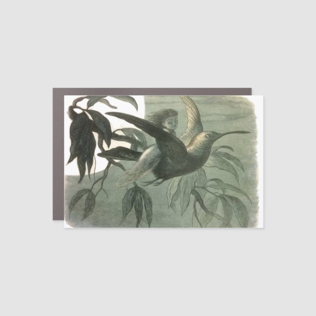 Magic Elf Flying Night Moon Art Car Magnet (Front)