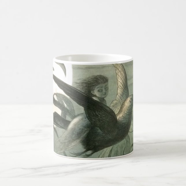Magic Elf Flying Night Moon Art Coffee Mug (Center)