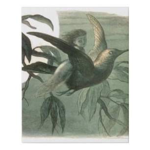 Magic Elf Flying Night Moon Art Faux Canvas Print